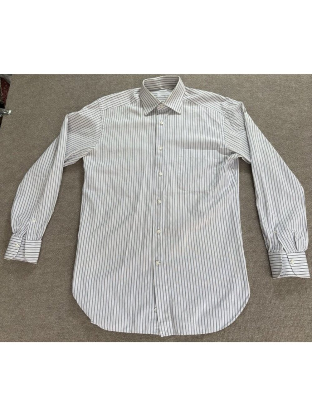 Ermenegildo Zegna Men's Dress Shirt 38 -15 R Purple White Stripes Button Up GUC